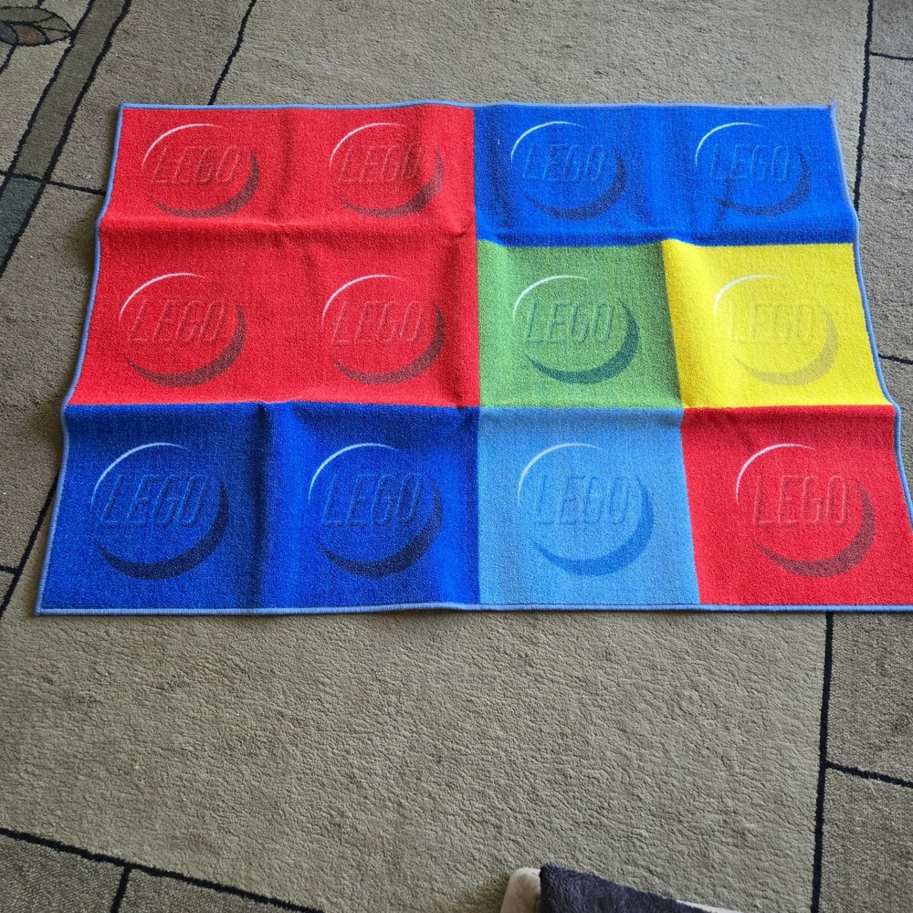 Multicolor Building Block Rug & Kids Play Mat, Non-Slip 100% Nylon